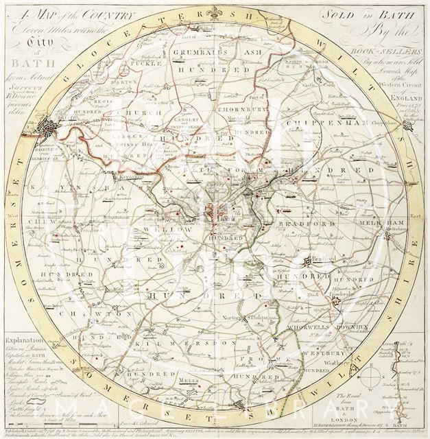 A Map of the Country Eleven Miles Round the City of Bath 1796