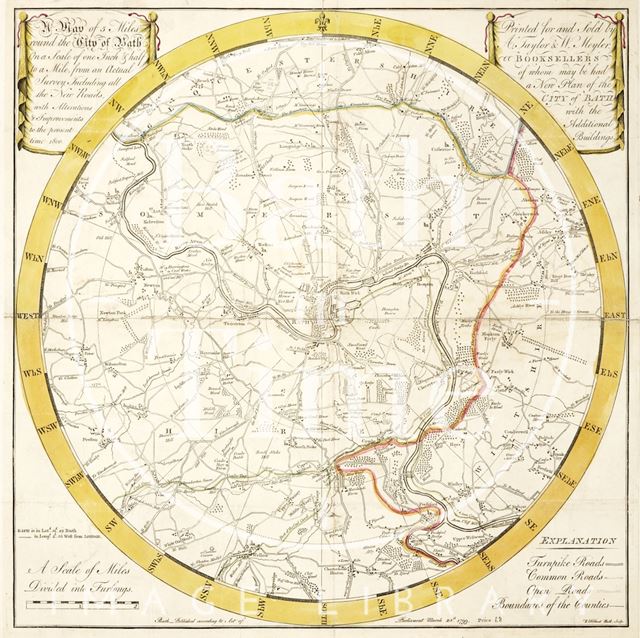 A Plan of 5 Miles Round the City of Bath 1800