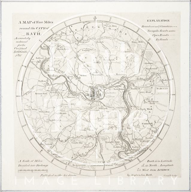 A Map of 5 Miles Round the City of Bath 1815