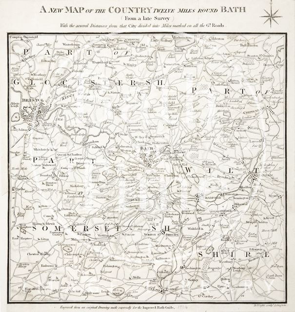 A new map of the country twelve miles round Bath 1844