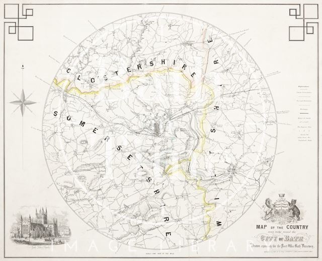 Map of the country seven miles round the city of Bath 1862