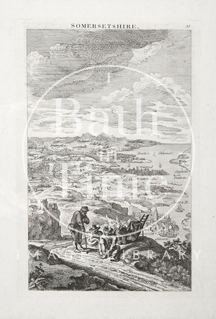 Exaggerated landscape view of Somersetshire 1796