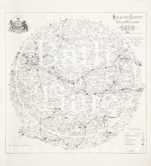 Map of the country sixteen miles round Bath 1880