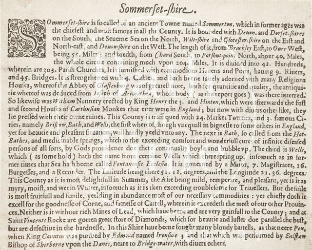 Description of the County of Somersetshire c.1650?