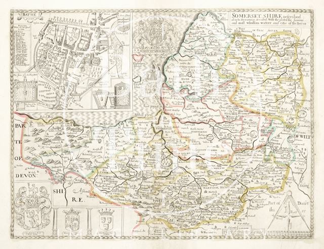 John Speed's Map of Bath and Somersetshire (1610) 1668