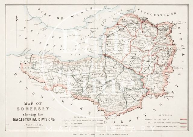 Map of Somerset showing the Magisterial Divisions 1856