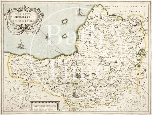 Johannes Jansson Comitatus Somersettensis. Map of Somersetshire 1636