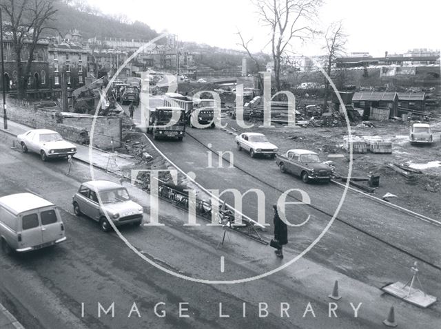 Construction of the Widcombe Relief Road, Claverton Street, Bath 1975