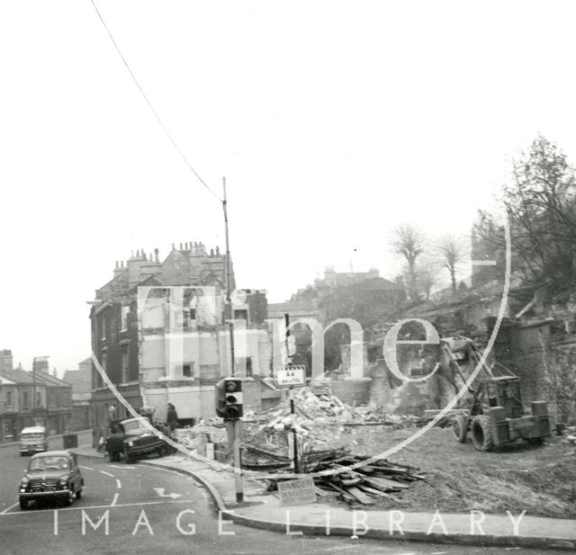 11, Lyncombe Place, Claverton Street undergoing demolition, Bath 1964