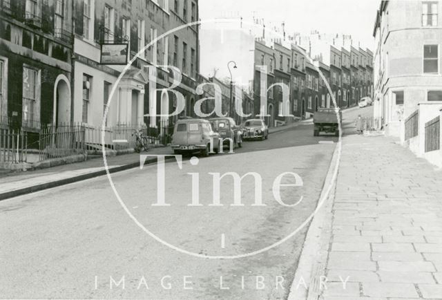 Northampton Street from Julian Road with the White Horse in the left foreground, Bath c.1960