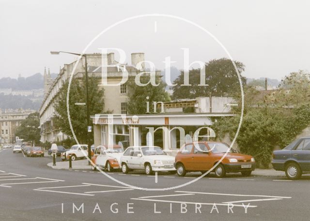 Richardson's Garage, Sydney Wharf from Bathwick Hill before demolition, Bath 1997