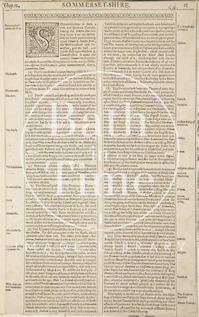 Description of John Speed's Map of Somersetshire 1610