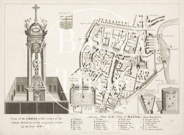 Ancient Plan of the City of Bath, from Guidott (1610) 1791