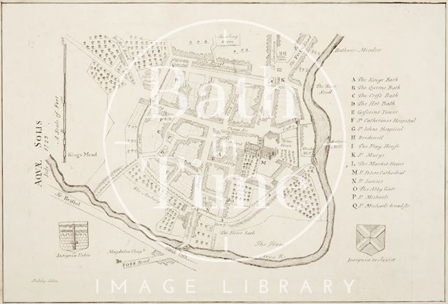 Map of Bath from Stuckeley's Itinerarium Curiosum 1723