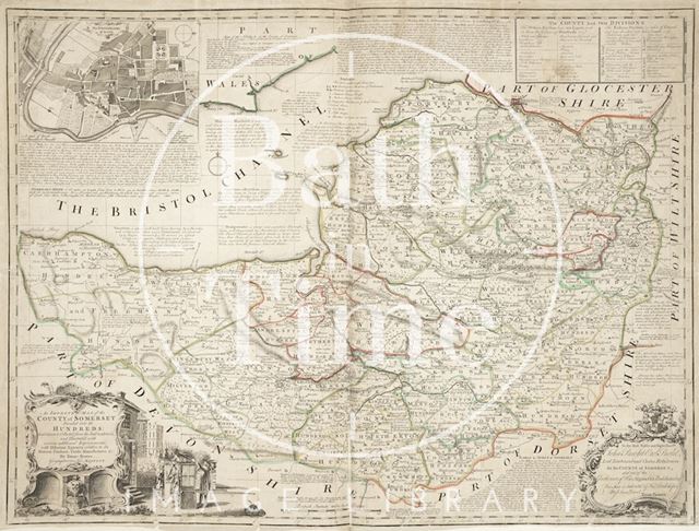 An Improved Map of the County of Somerset by Bowen 1750