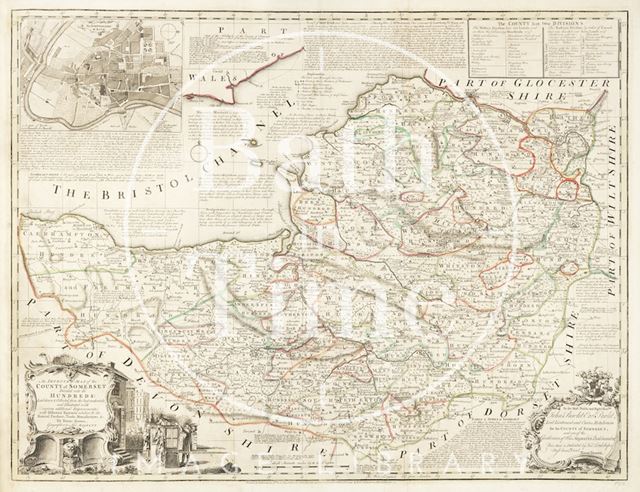 An Improved Map of the County of Somerset by Bowen 1750