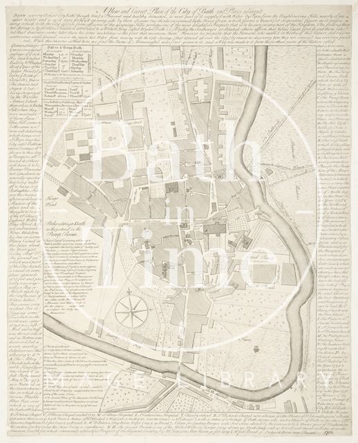 A New and Correct Plan of the City of Bath and place adjacent 1750