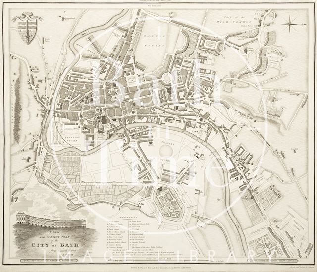 A New and Correct Plan of the City of Bath from a recent survey by B. Donne 1813