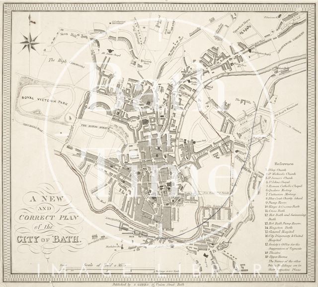 A New and Correct Plan of the City of Bath 1845