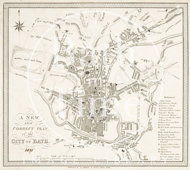 A New and Correct Plan of the City of Bath 1835