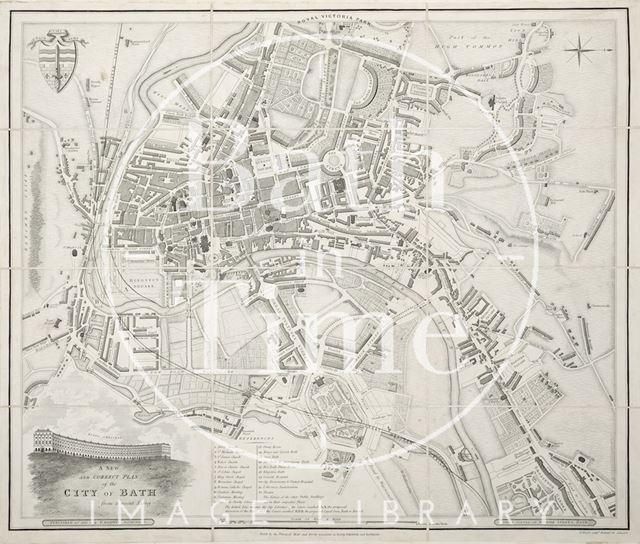 A New and Correct Plan of the City of Bath from a recent survey by B. Donne 1845