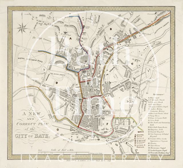 A New and Correct Plan of the City of Bath 1848