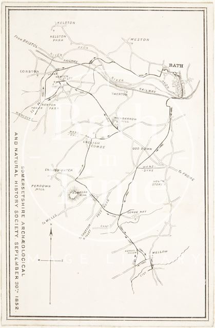 Map of Bath for the Somersetshire Archaeological and Natural History Society 1852