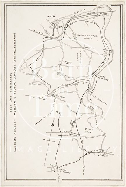 Map of Bath for the Somersetshire Archaeological and Natural History Society 1852