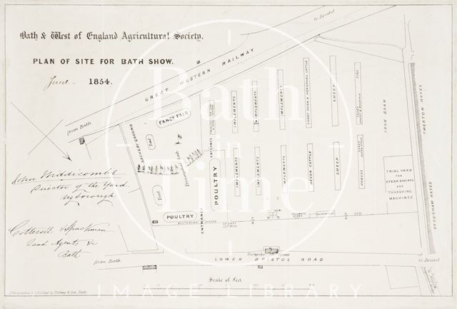 Bath and West of England Agricultural Society Plan of Site for Bath and West Show 1854