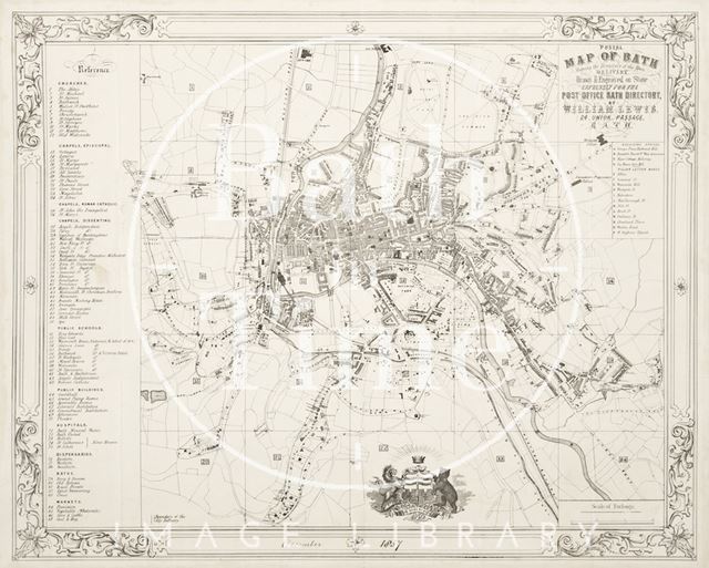 Postal Map of Bath Shewing the Boundary of the Town Delivery 1857