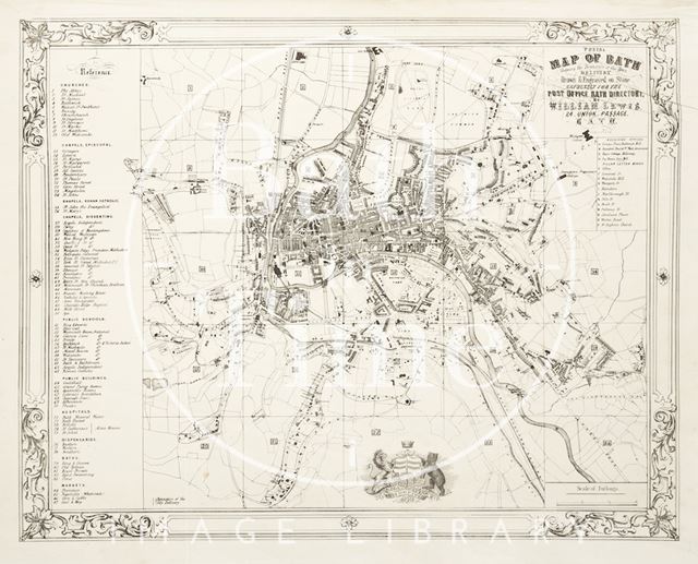 Postal Map of Bath Shewing the Boundary of the Town Delivery 1860-1861