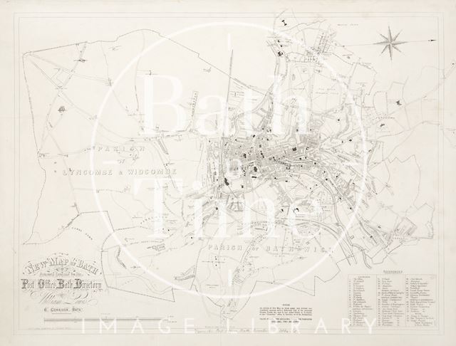 New Map of Bath Published Expressly for the Post Office Bath Directory 1864-1865