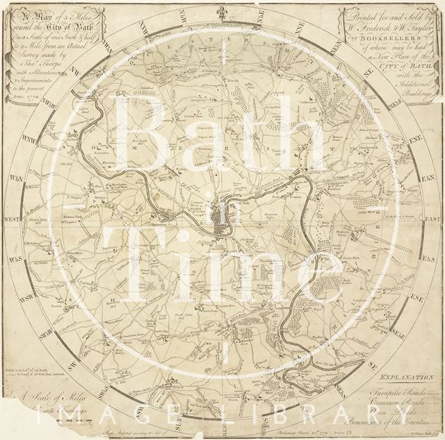 A Plan of 5 Miles Round the City of Bath, Savage & Meyler 1773