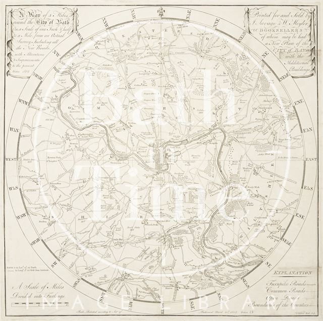 A Plan of 5 Miles Round the City of Bath, Savage & Meyler 1805