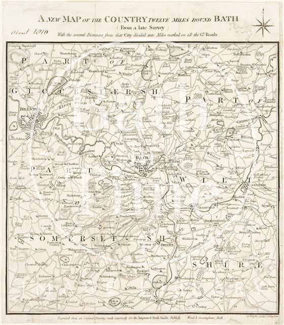 A New Map of the Country Twelve Miles Round Bath (from a late survey) c.1810