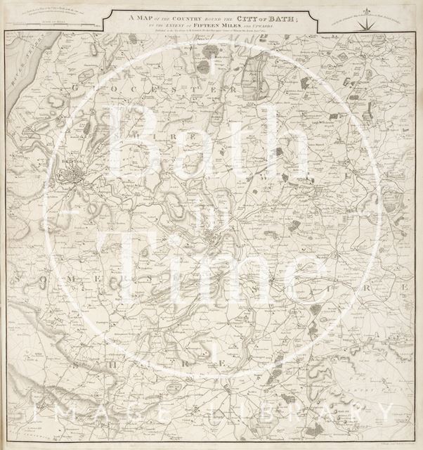 A Map of the Country Round the City of Bath: to the Extent of Fifteen Miles and Upwards 1814