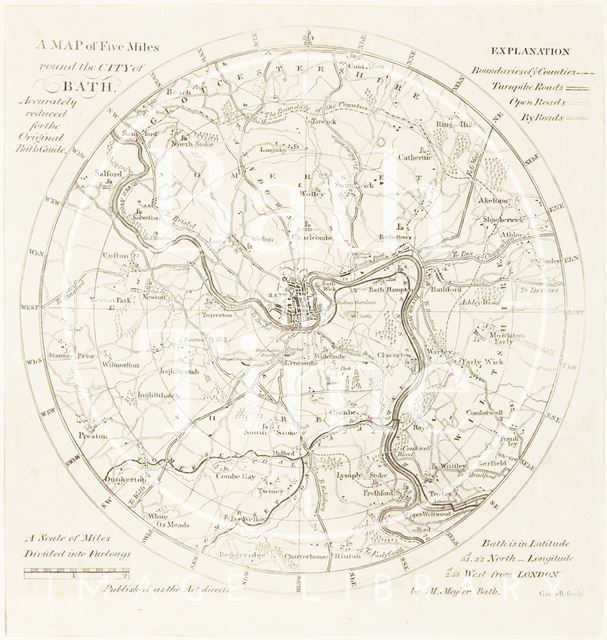 A Map of Five Miles Round the City of Bath, Accurately Reduced for the Original Bath Guide c.1830?