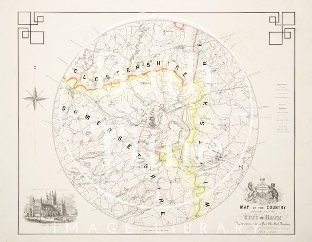 Map of the Country Seven Miles Round the City of Bath 1862-1863