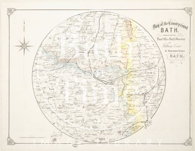 Map of the Country round Bath, printed for the Post Office Bath Directory 1868-1869