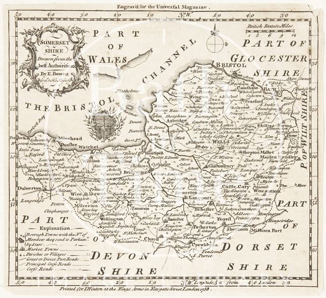 Somersetshire, Drawn from the best Authorities 1758