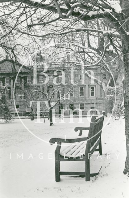 Queen Square in snow, Bath 1985