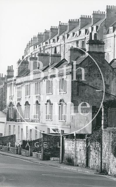 Venetian windows on Walcot Street towards the Bell, Bath 1983