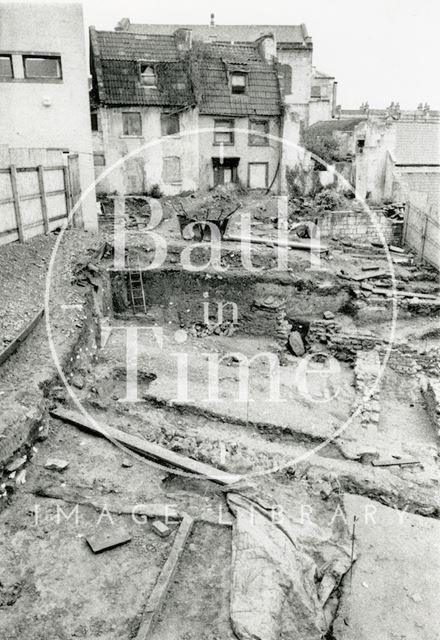 Archaeological dig behind Walcot Street showing Roman Remains, Bath 1991