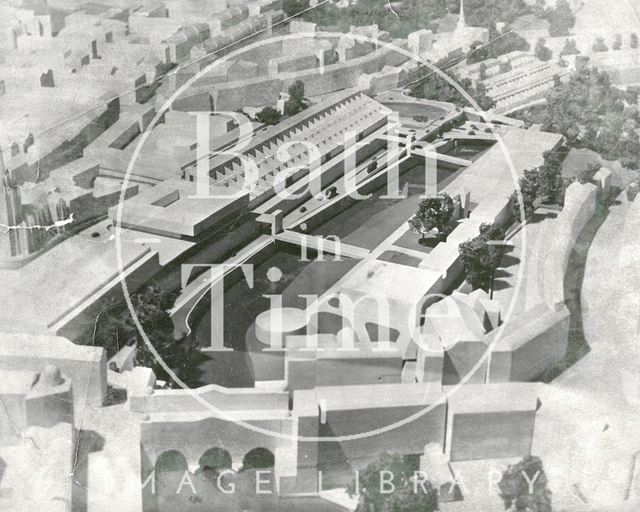 View over Pulteney Bridge of the southwest and southeast quadrants as perceived by Buchanan, Bath 1966