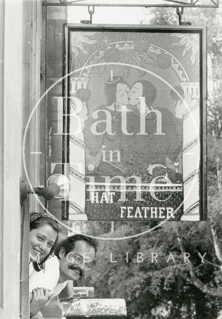 Hat and Feather pub sign, London Street, Bath 1991