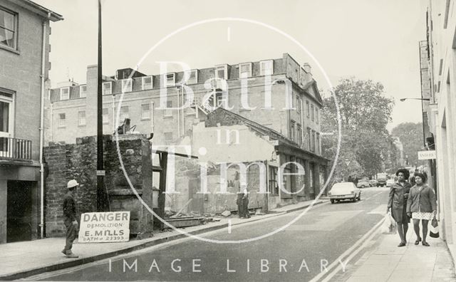 Demolition of Whiting's Garage, Barton Street, Bath 1973