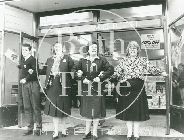 Woolworth's closing down sale, Stall Street, Bath 1989