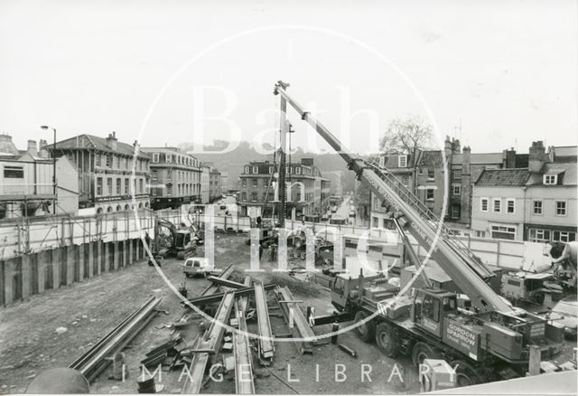 Construction on the Seven Dials Centre in Sawclose, Bath 1991