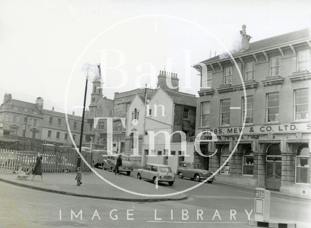 Sawclose, Bath prior to the construction of the Seven Dials centre and the iteration before that 1962