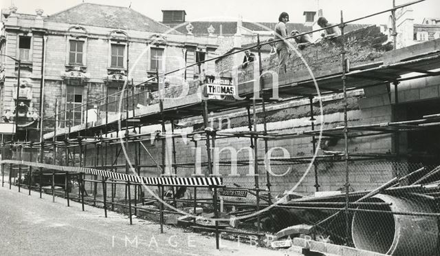 Construction of Seven Dials fronting Monmouth Street, Bath 1973